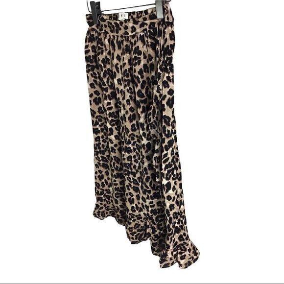 THML Leopard Print Asymmetrical Ruffle Midi Length Skirt - Picture 7 of 12